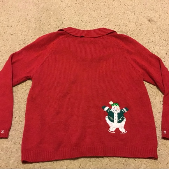 HEIRLOOM COLLECTIBLES 2003 VINTAGE CHRISTMAS SWEATER ZIP CARDIGAN SNOWMEN EUC L - Picture 3 of 3